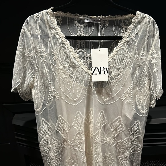 Zara Ivory Lace Midi Dress - Picture 3 of 4